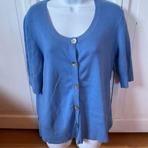 Chico's Blue Cardigan Sweater Short Sleeve Size 2